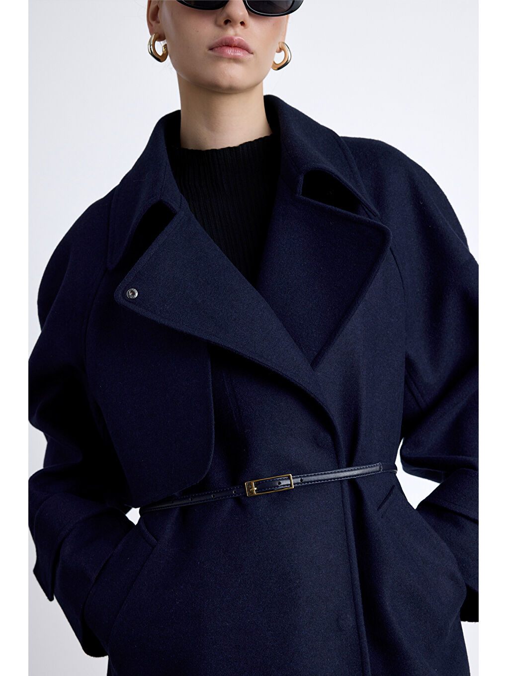 Mari Kruvaze Trenç Kaban Lacivert-4