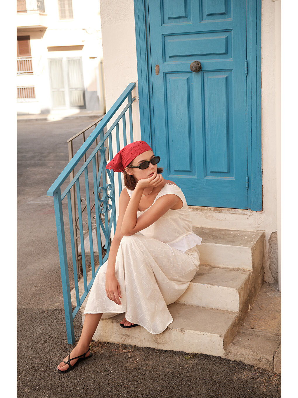 Nakışlı Midi Etek Ekru-1