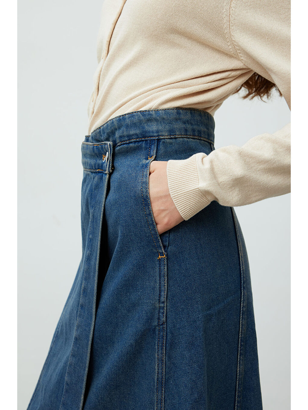 Anvelop Denim Etek Mavi-3