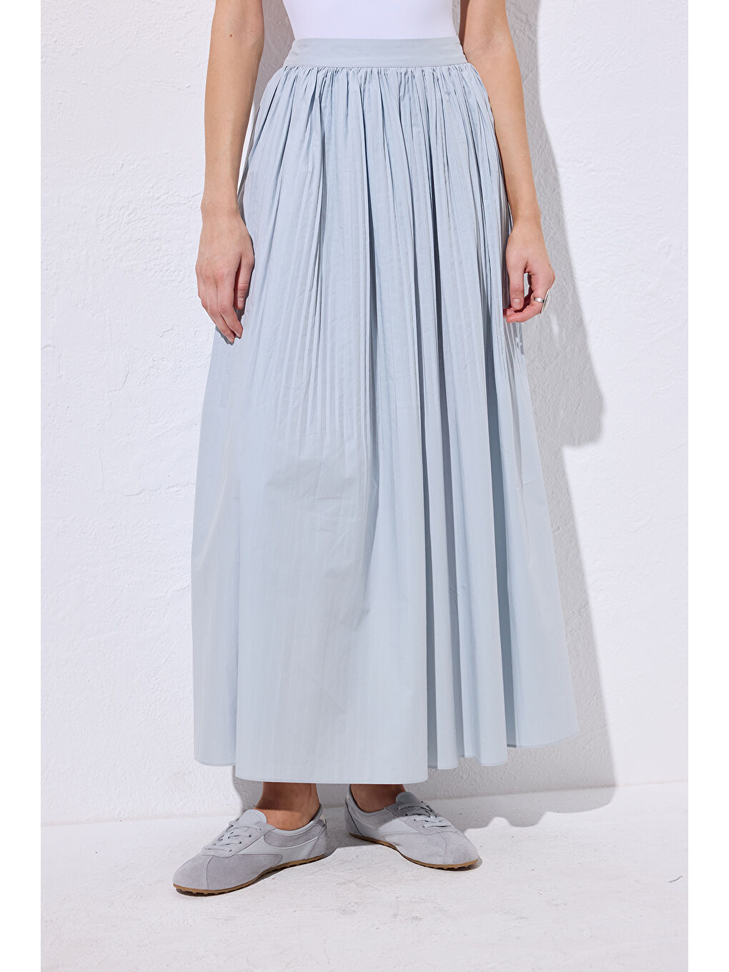 Piliseli Geniş Etek Mavi-5