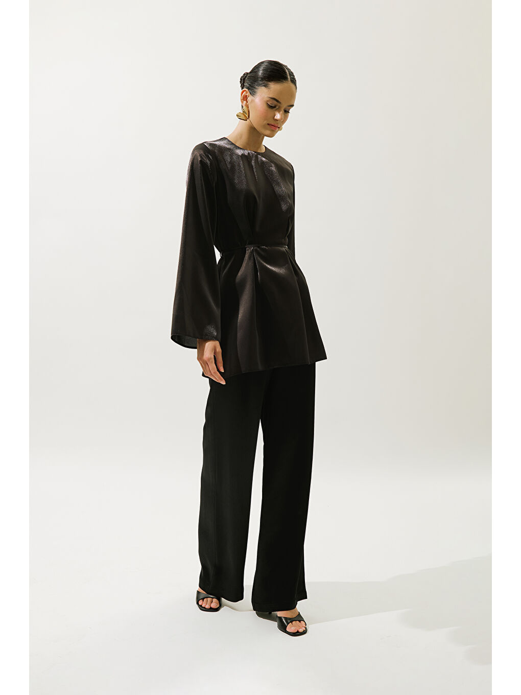 Hana Organze Bluz Siyah-2