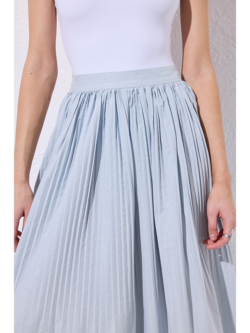 Piliseli Geniş Etek Mavi-6