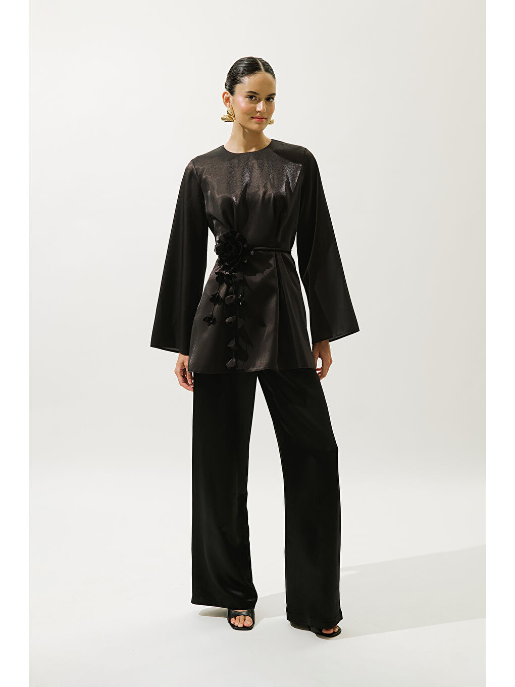 Hana Organze Bluz Siyah-3