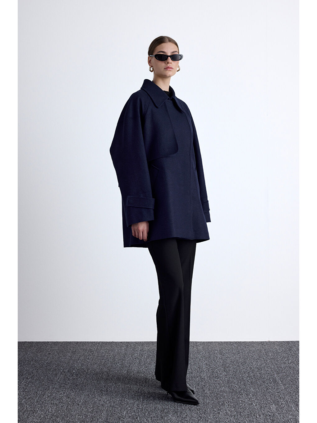 Mari Kruvaze Trenç Kaban Lacivert-6