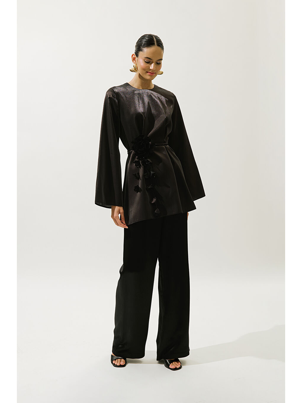 Hana Organze Bluz Siyah-4