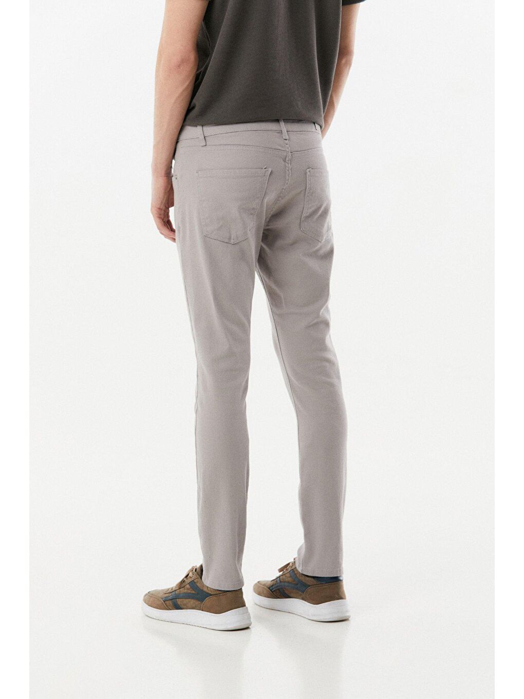 Gri Slim Fit Chino Erkek Pantolon-2