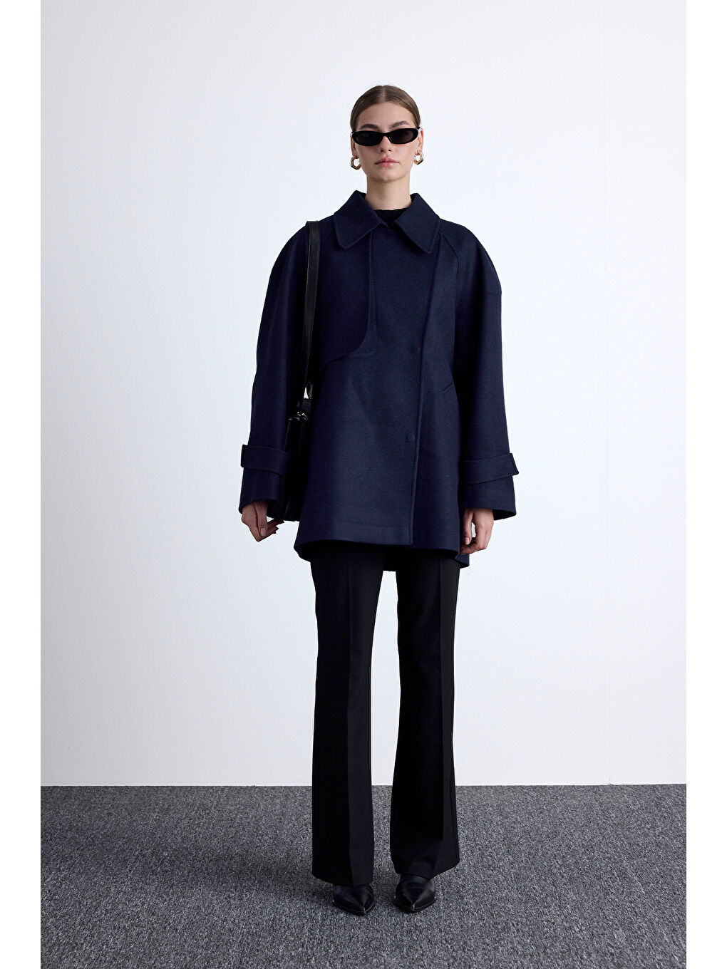 Mari Kruvaze Trenç Kaban Lacivert-7