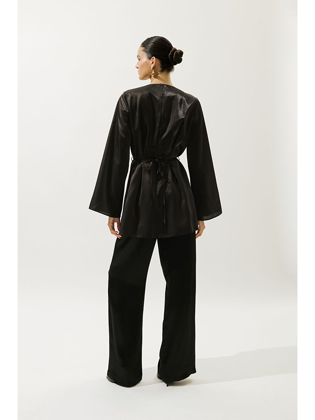 Hana Organze Bluz Siyah-5