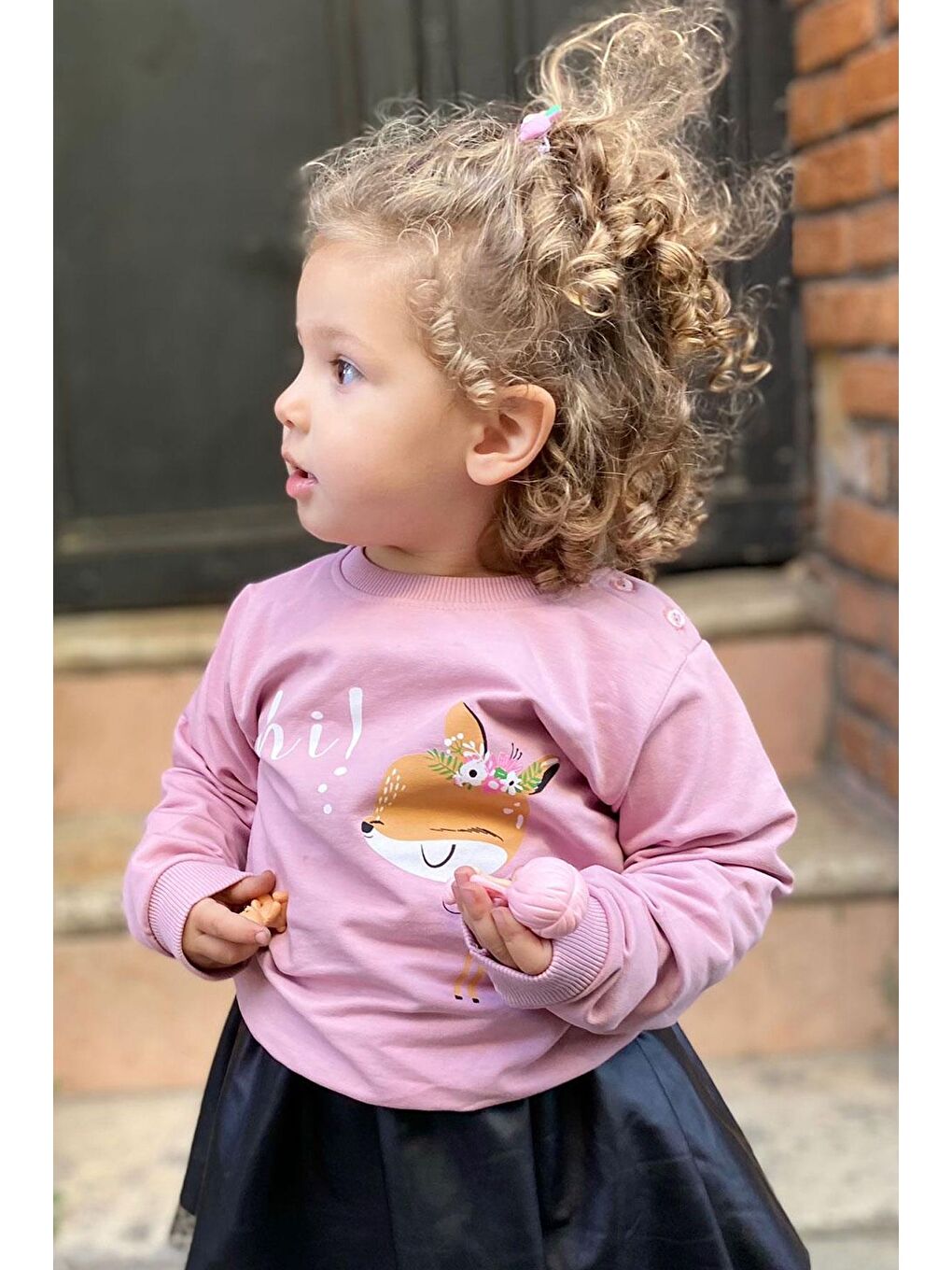 Breeze Lila Kız Bebek Sweatshirt Sevimli Ceylan Taçlı Ceylancık Baskılı Lila (1.5 Yaş)