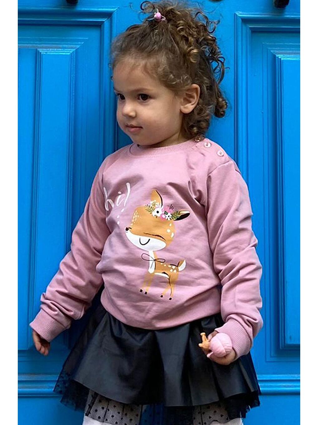 Breeze Lila Kız Bebek Sweatshirt Sevimli Ceylan Taçlı Ceylancık Baskılı Lila (1.5 Yaş) - 1