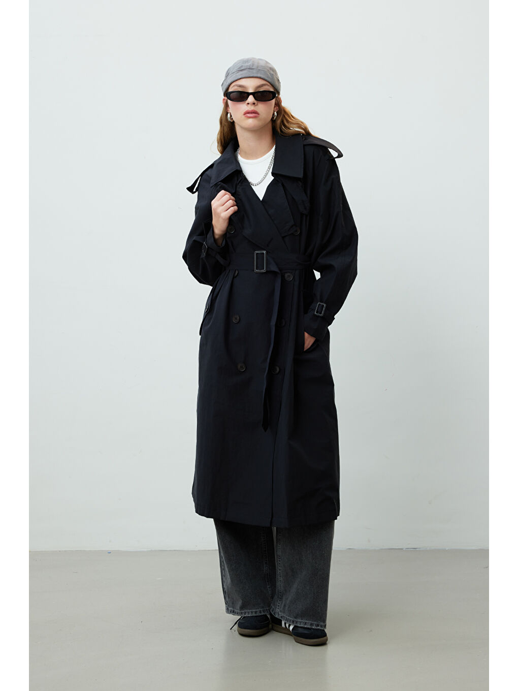 Kopenhag Oversize Trençkot Siyah-2