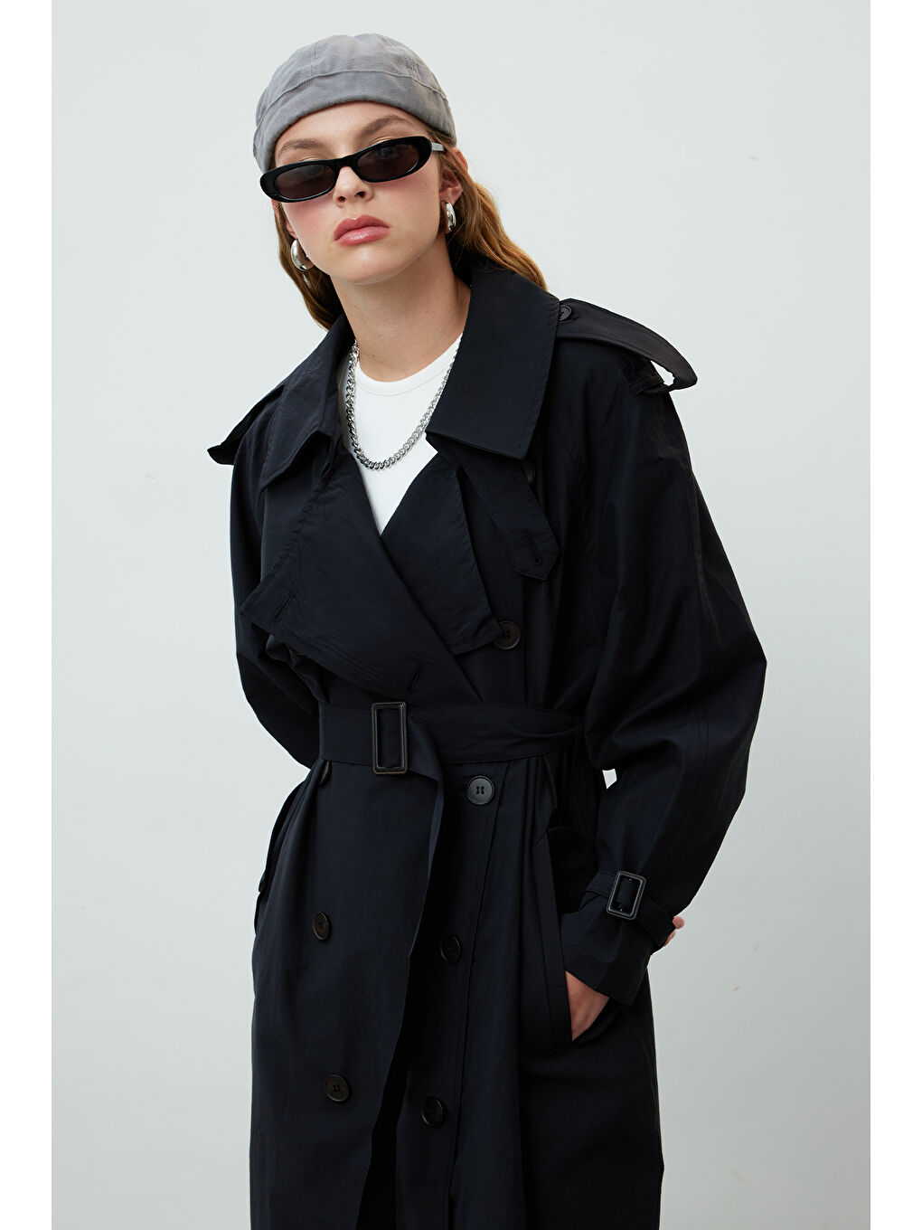 Kopenhag Oversize Trençkot Siyah-3