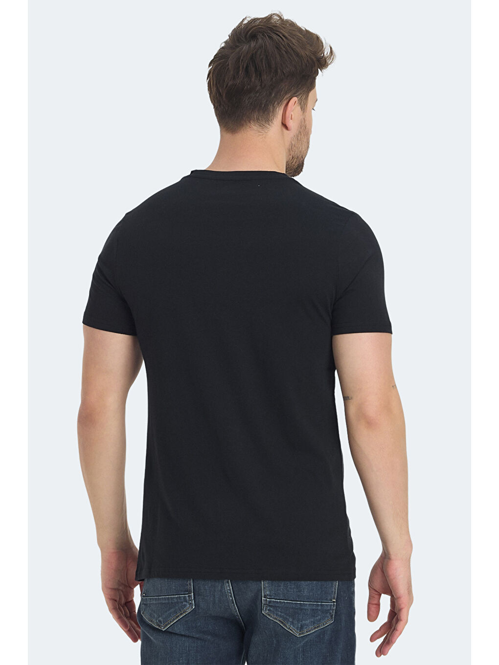RAVA Erkek Baskılı Siyah Tişört-1
