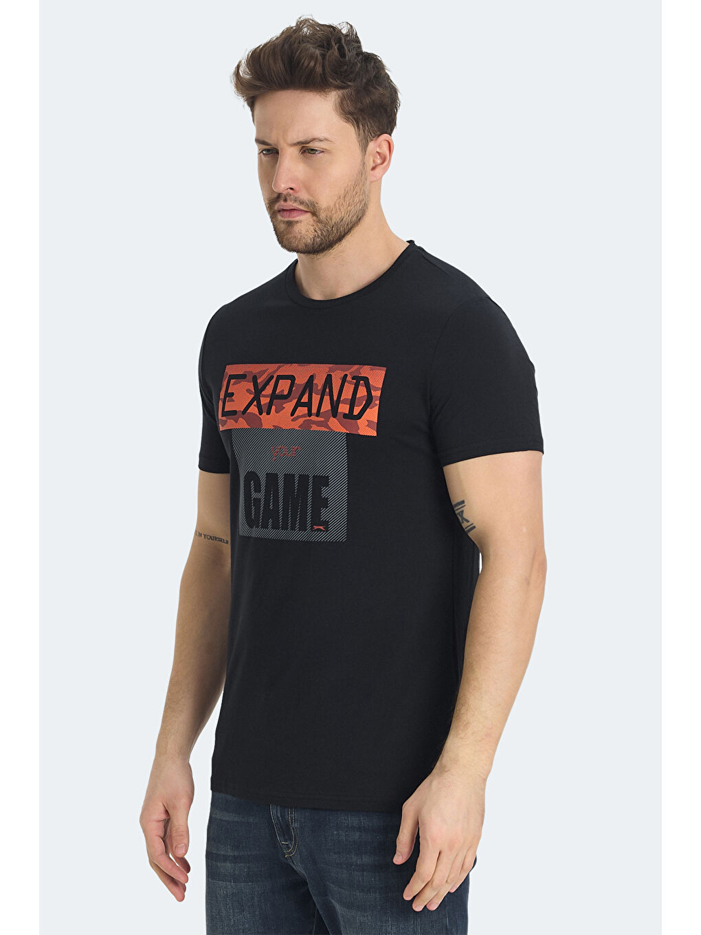 RAVA Erkek Baskılı Siyah Tişört-2