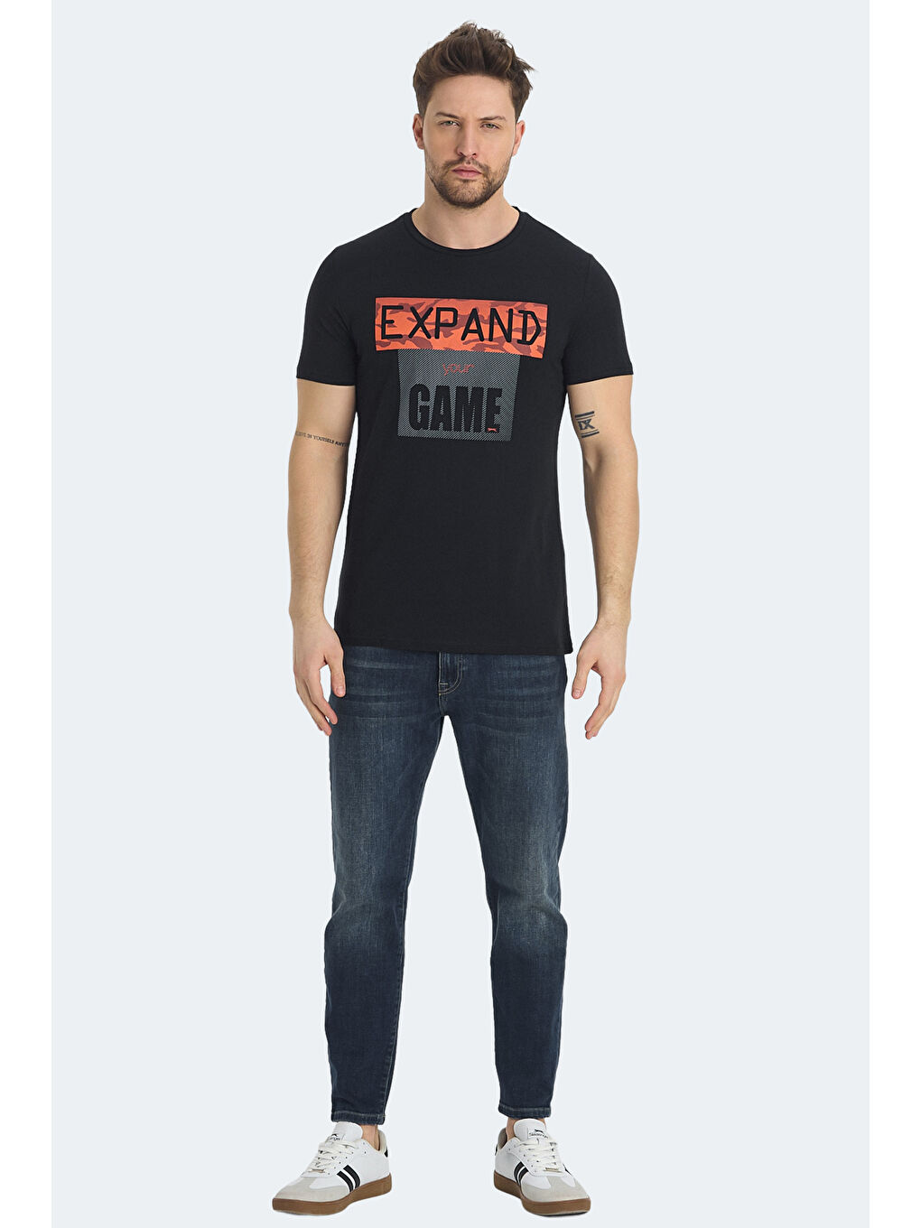 RAVA Erkek Baskılı Siyah Tişört-6