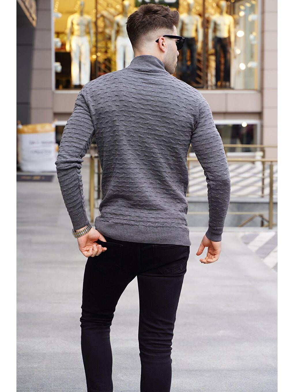 Antrasit Balıkçı Yaka Triko Kazak 5762-1