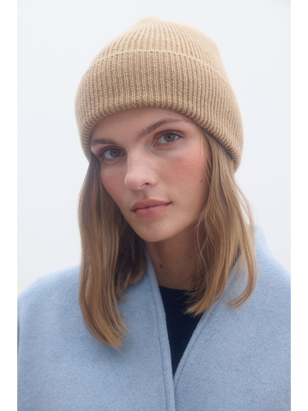 Kahverengi Fitilli Örgü Bere Camel-1