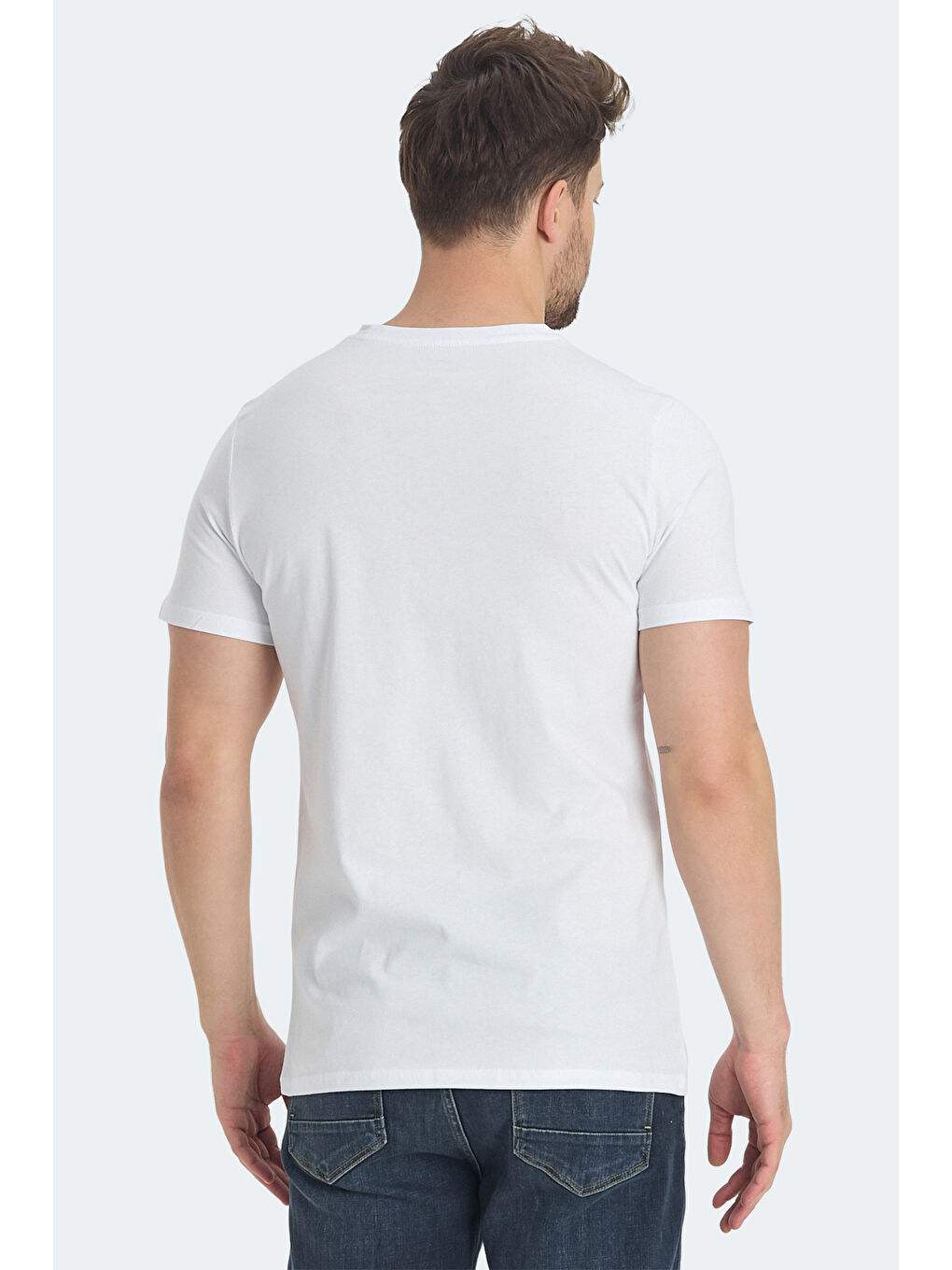 RAVA Erkek Baskılı Beyaz Tişört-1