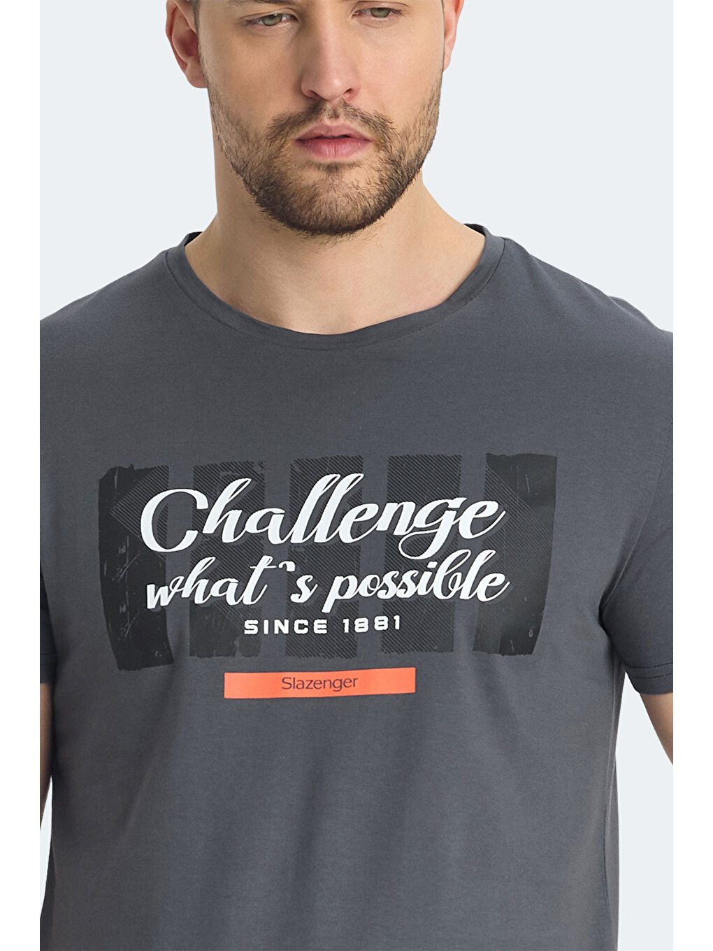 RATAN Erkek Baskılı Koyu Gri Tişört-4