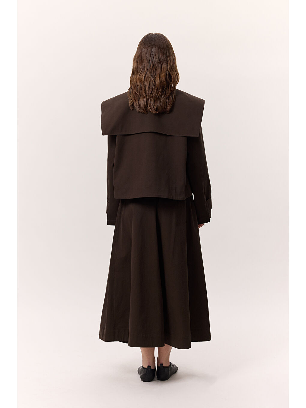 Cep Detaylı Geniş Etek Kahverengi-7