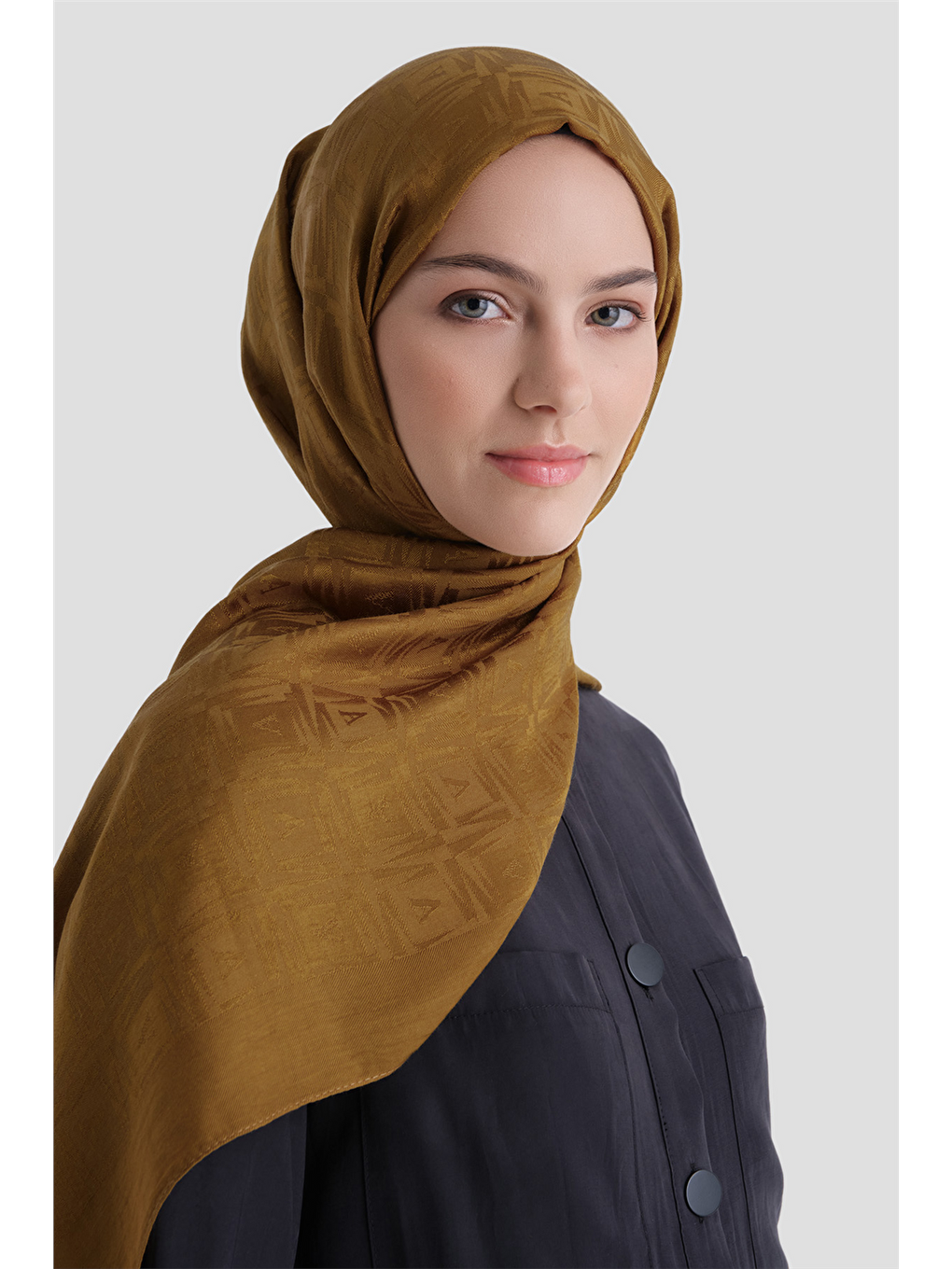 Sarı Lyocell Naia Kare Monogram Şal 6 72-2