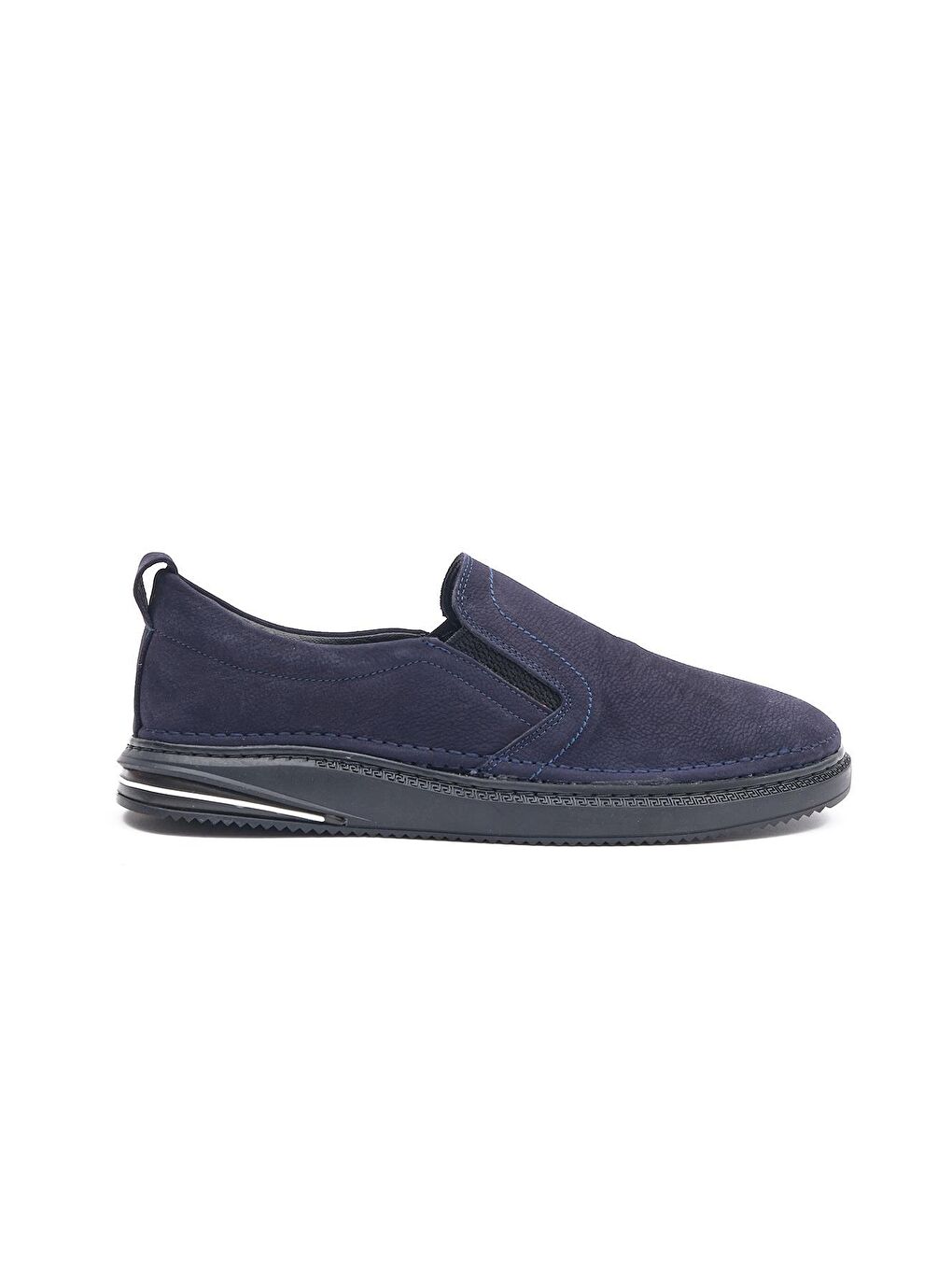 Lacivert Caronia Erkek Hakiki Hakiki Nubuk Deri Günlük Bağcıksız  Ayakkabı