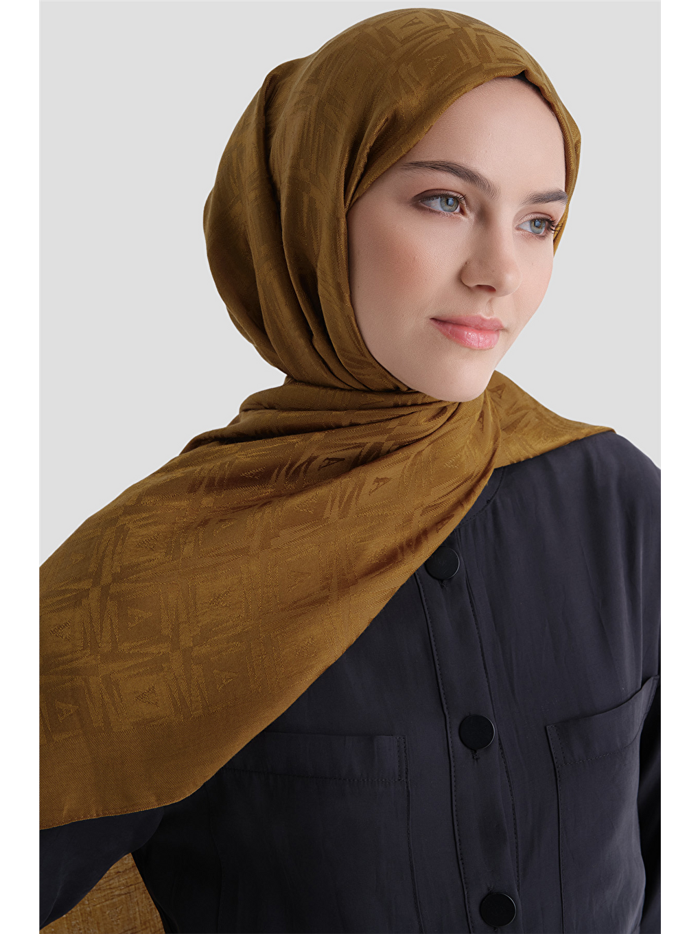 Sarı Lyocell Naia Kare Monogram Şal 6 72-3