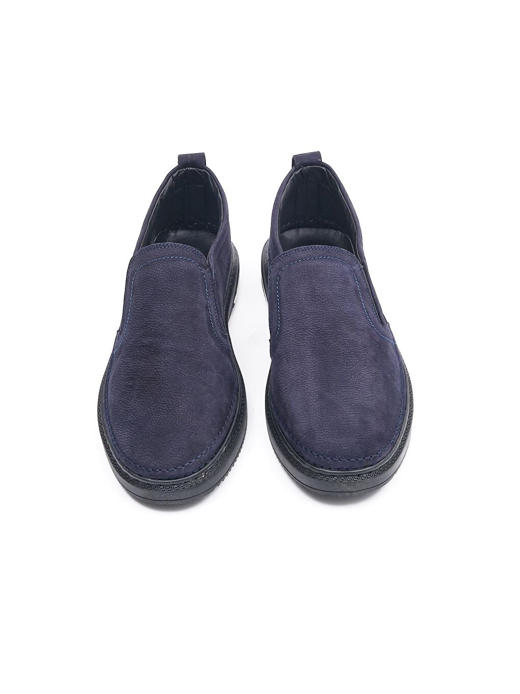 Lacivert Caronia Erkek Hakiki Hakiki Nubuk Deri Günlük Bağcıksız  Ayakkabı-3