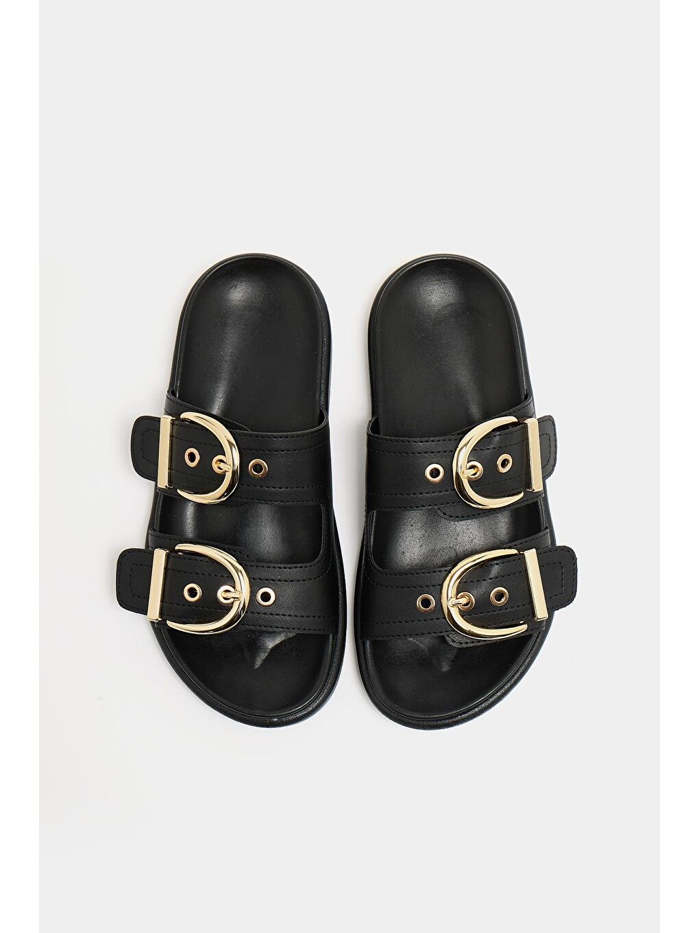 Çift Tokalı Günlük Terlik Siyah-1