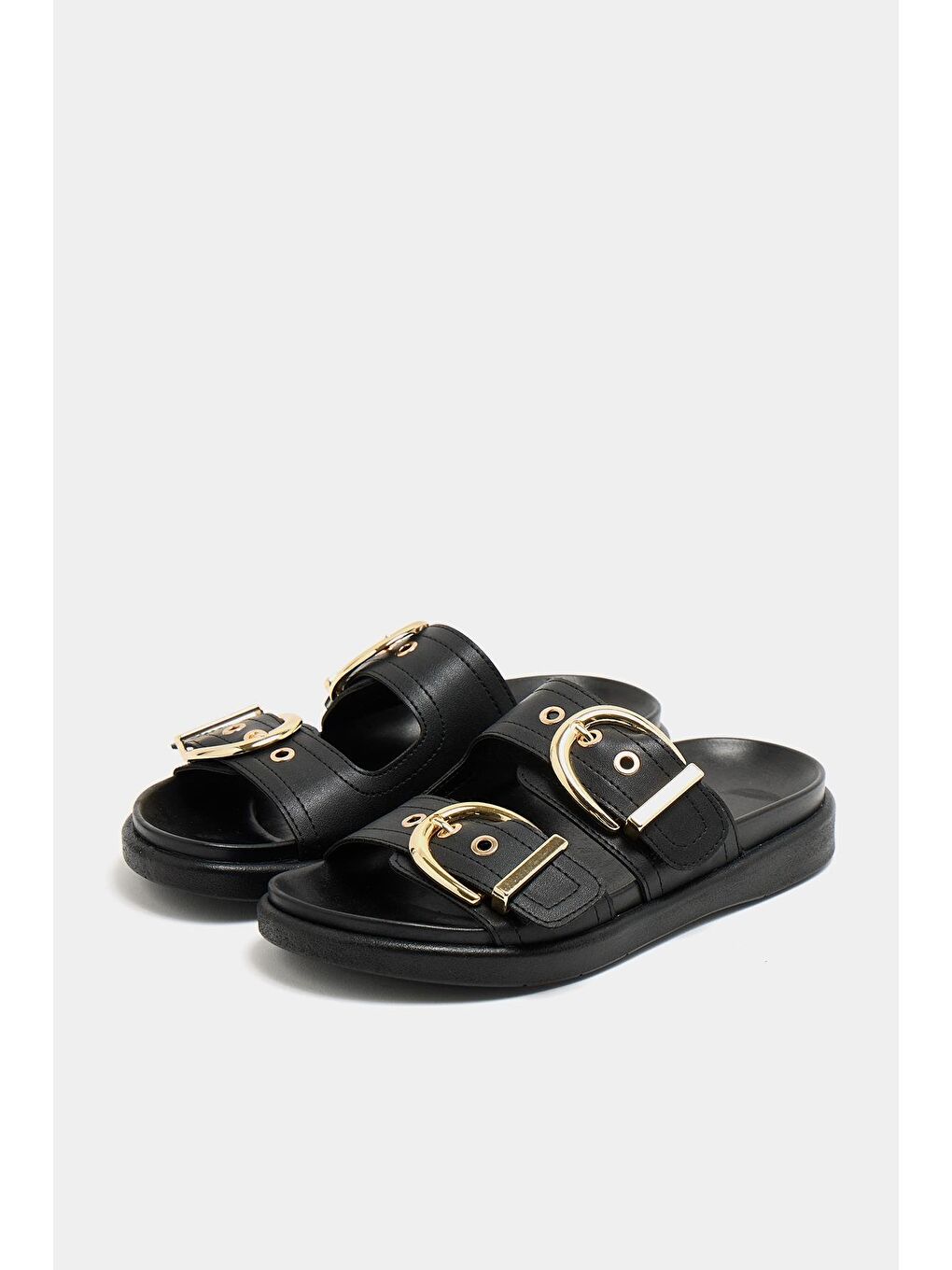 Çift Tokalı Günlük Terlik Siyah-2