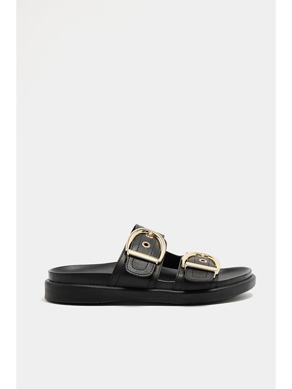 Çift Tokalı Günlük Terlik Siyah-3