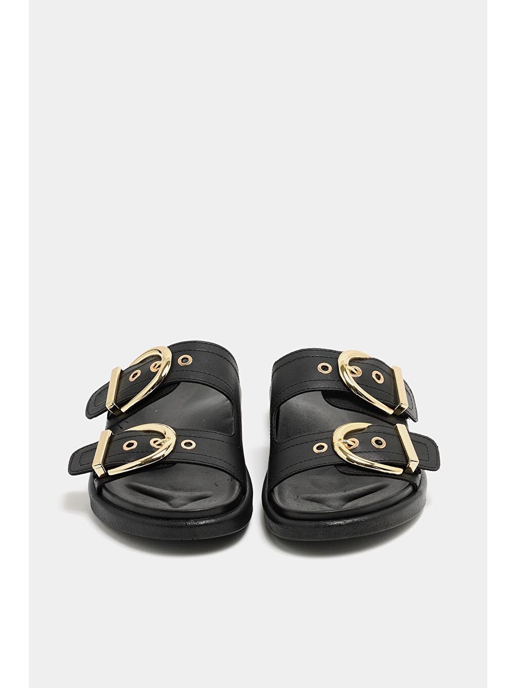 Çift Tokalı Günlük Terlik Siyah-4