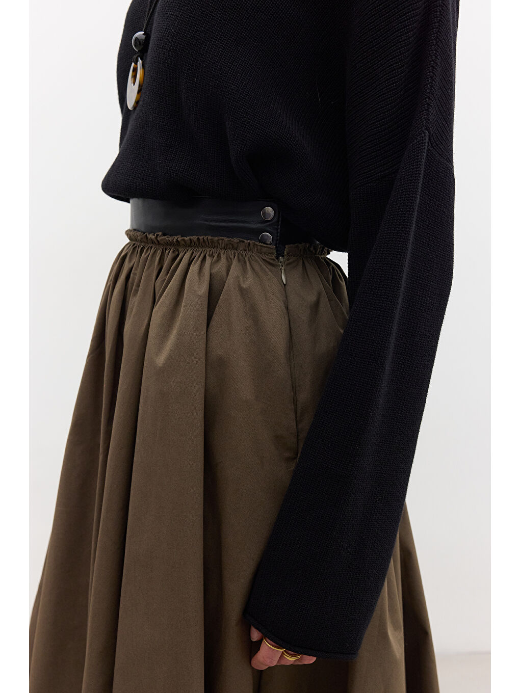 Oversize Dökümlü Pamuk Kazak Siyah-4