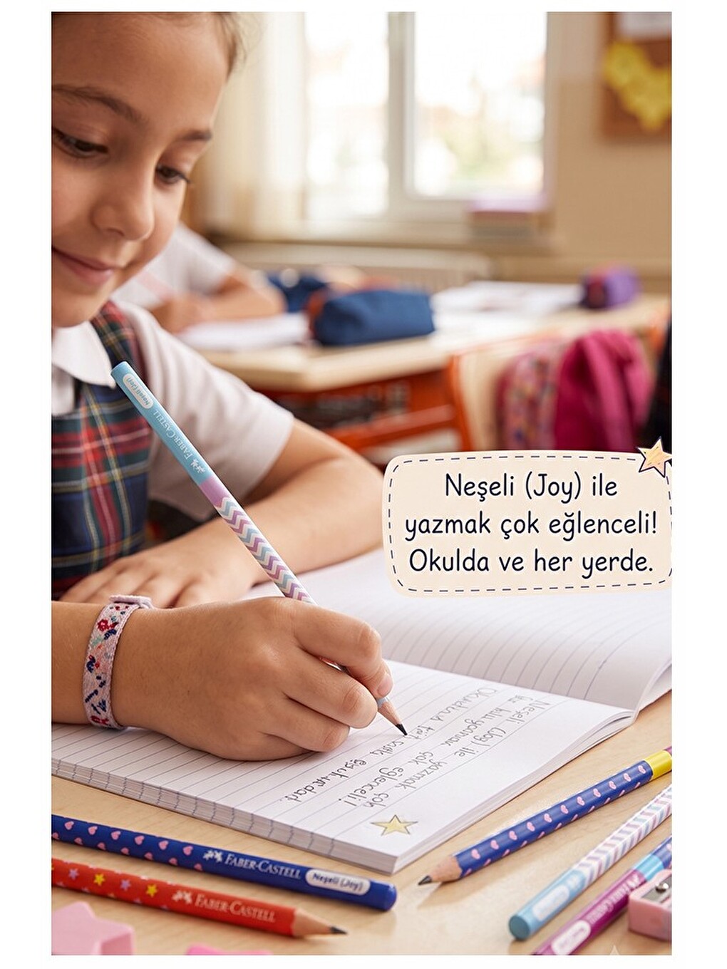 Neşeli Joy Kurşun Kalem 12 Adet Yuvarlak Gövdeli Siyah Kurşun Kalem Yumuşak Yazım-2