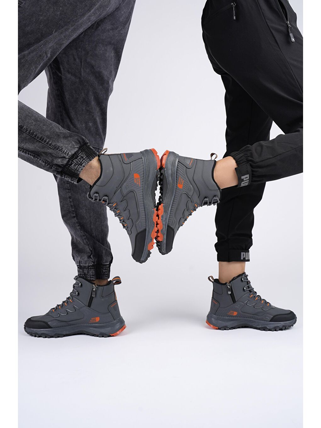 Gri İZLAND Unisex Trekking Outdoor Bağcıklı Yandan Fermuarlı Kışlık Bot