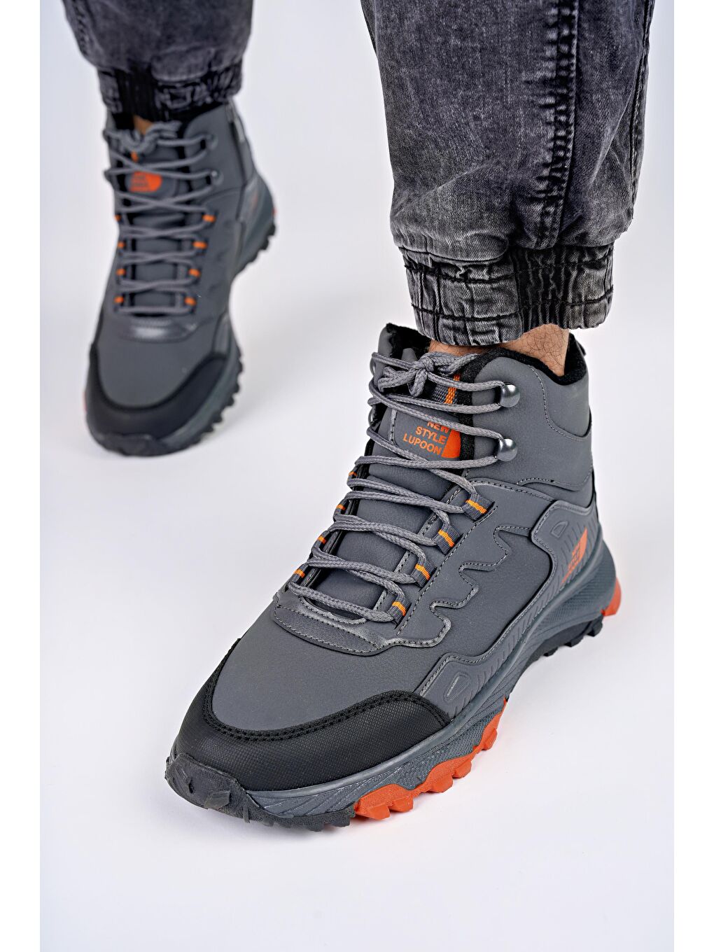 Gri İZLAND Unisex Trekking Outdoor Bağcıklı Yandan Fermuarlı Kışlık Bot-1