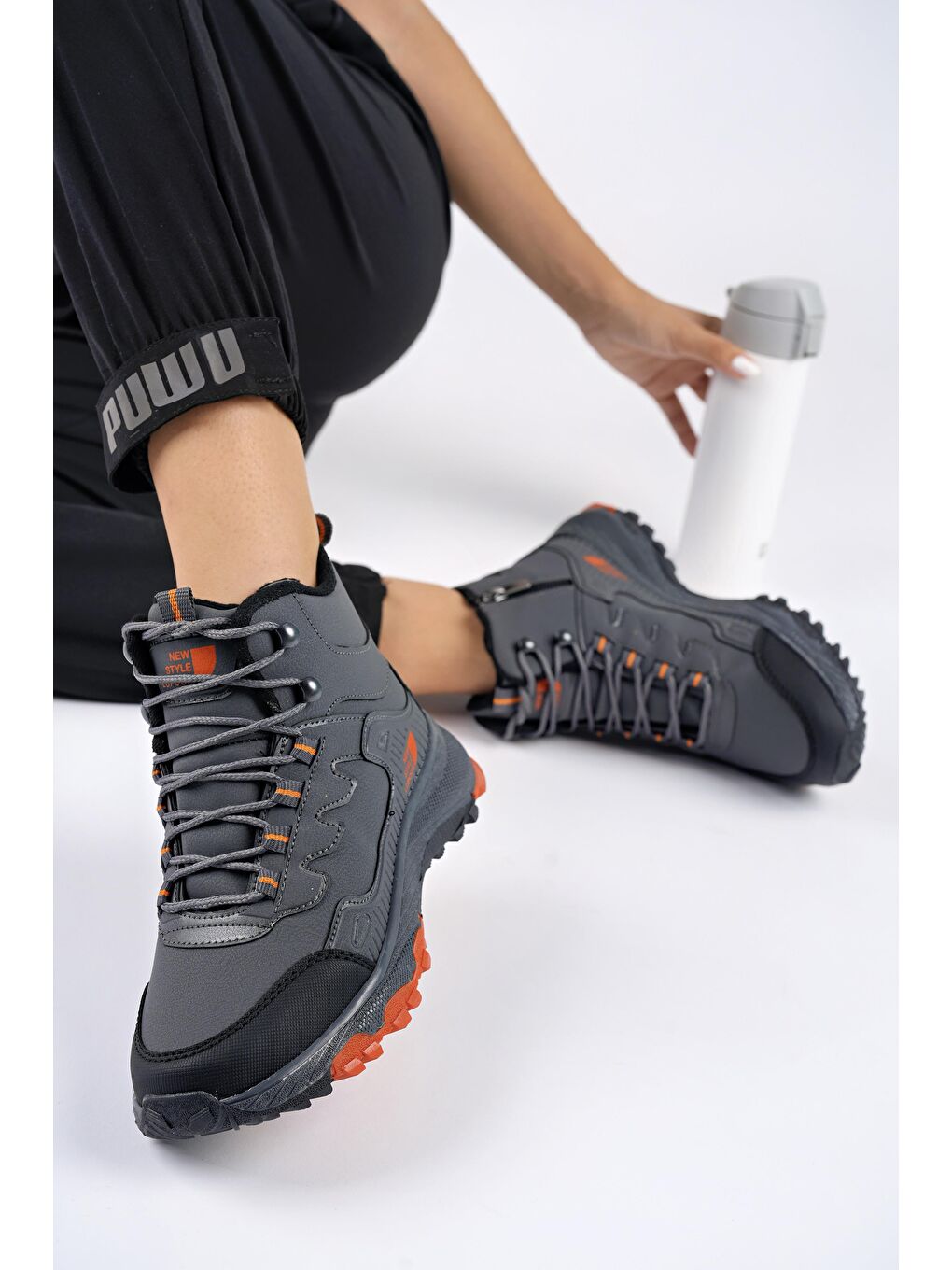 Gri İZLAND Unisex Trekking Outdoor Bağcıklı Yandan Fermuarlı Kışlık Bot-2