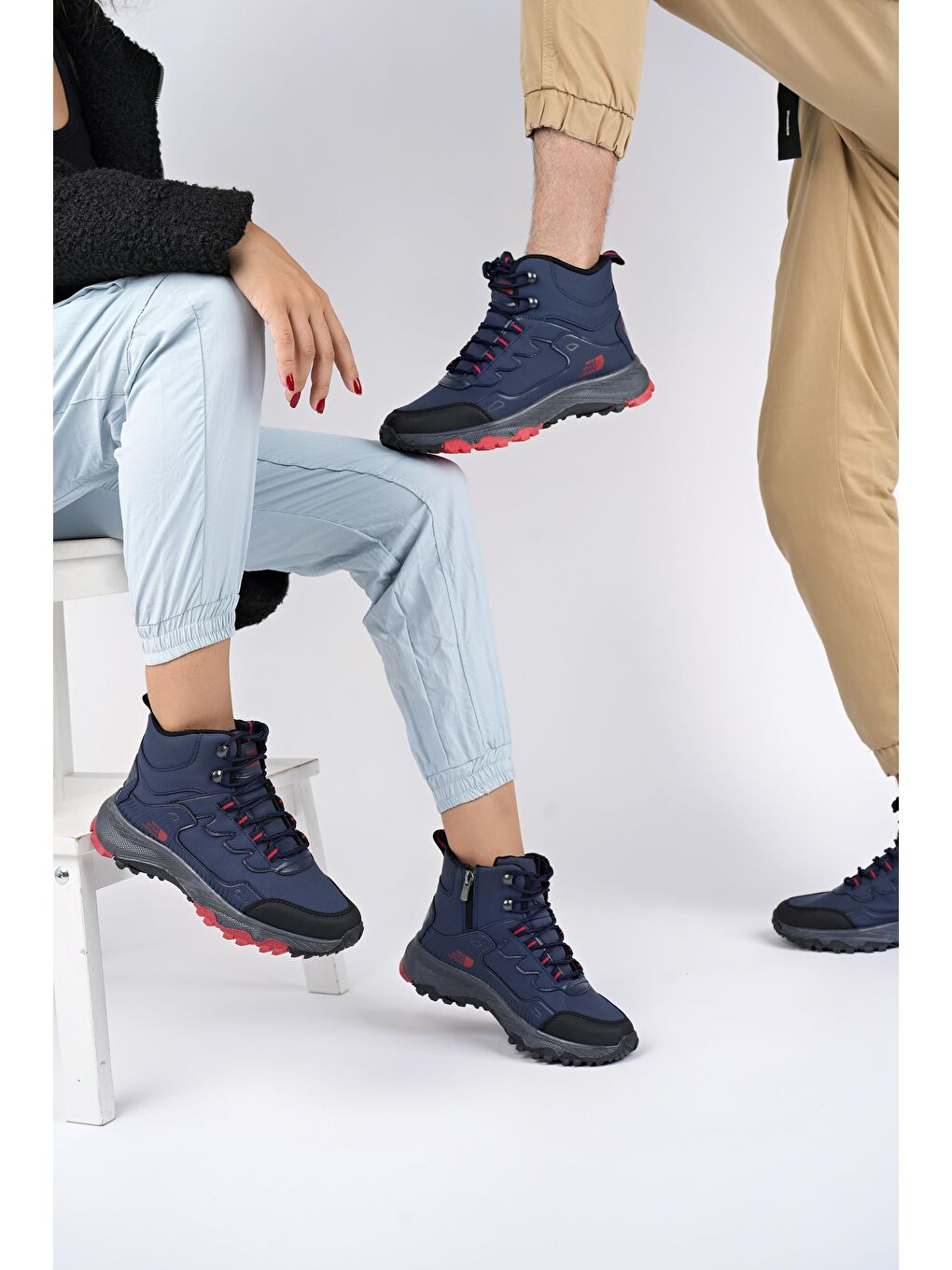 Lacivert İZLAND Unisex Trekking Outdoor Bağcıklı Yandan Fermuarlı Kışlık Bot