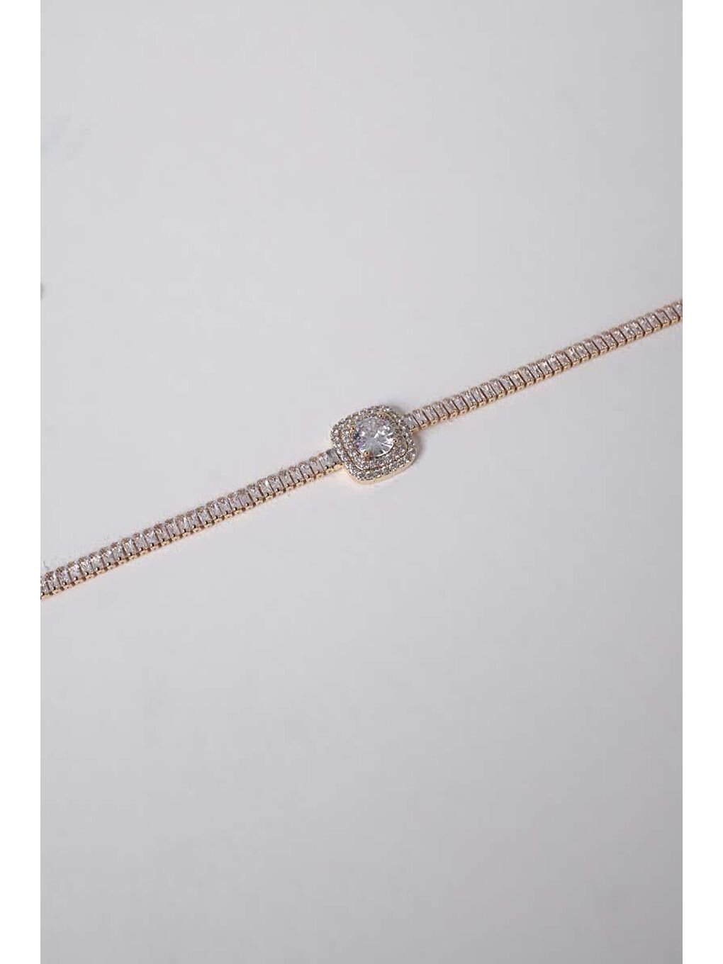 Sarı Gold-Zirkon Taşlı Çelik Bileklik