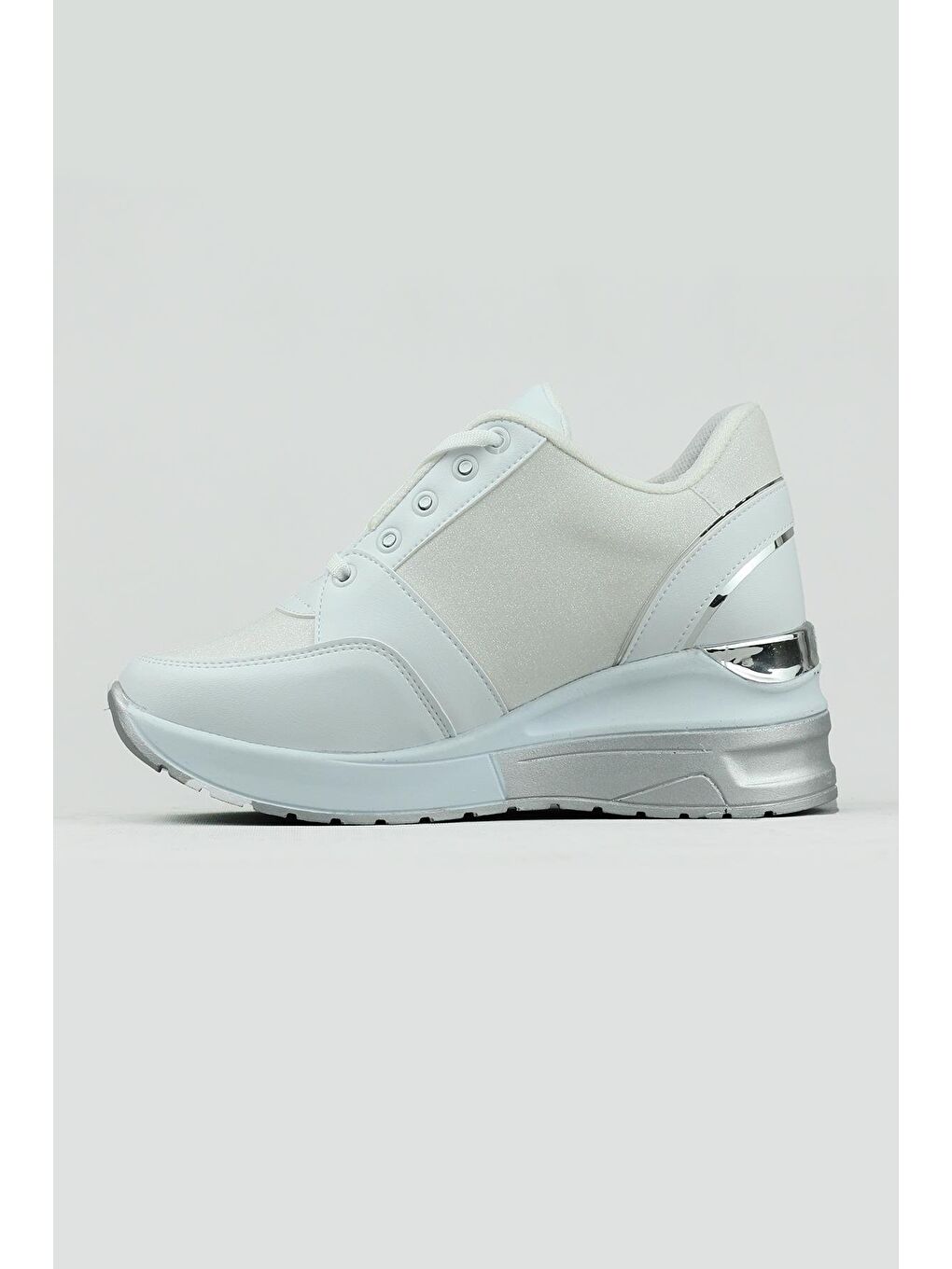 Beyaz 333075 Gizli Topuk Yüksek Taban Sneaker Kadın-1