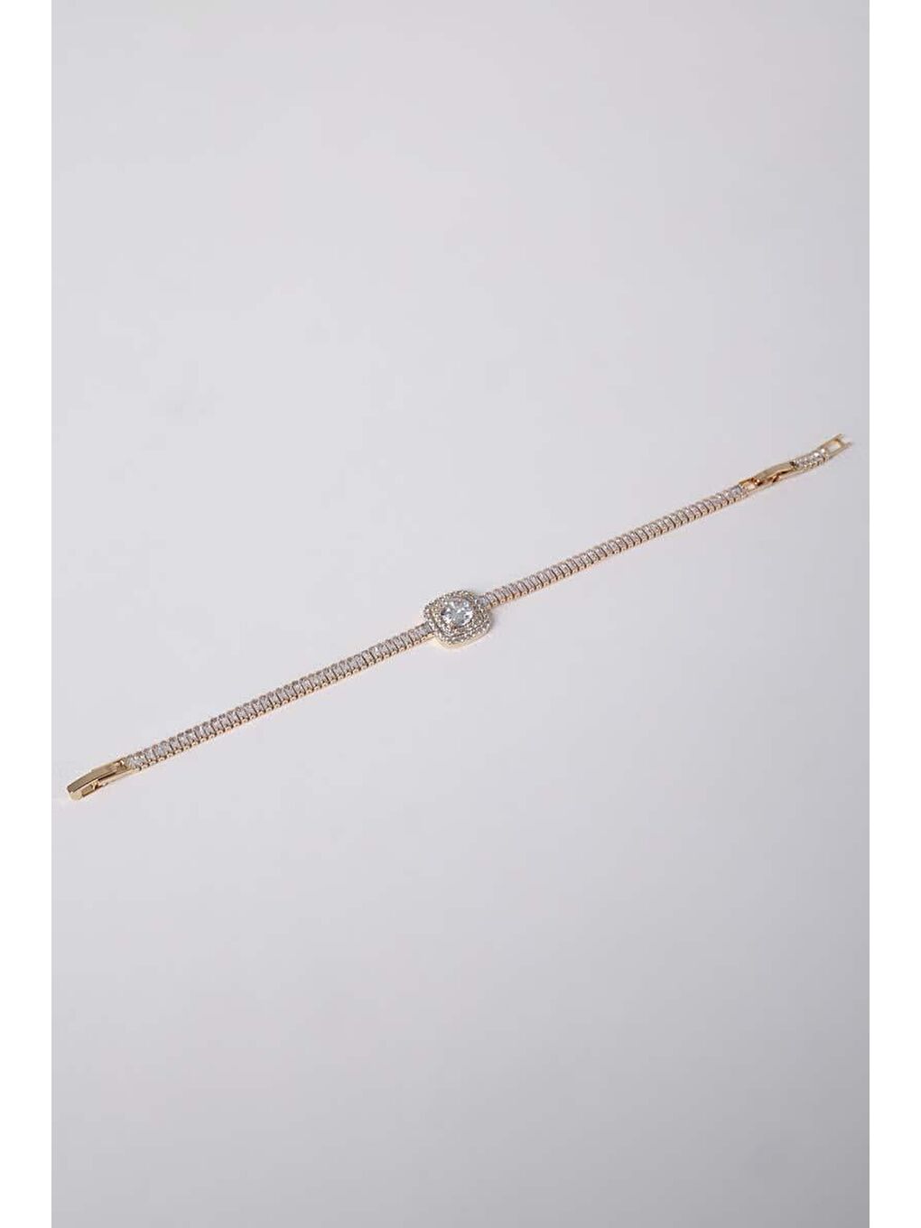 Sarı Gold-Zirkon Taşlı Çelik Bileklik-1