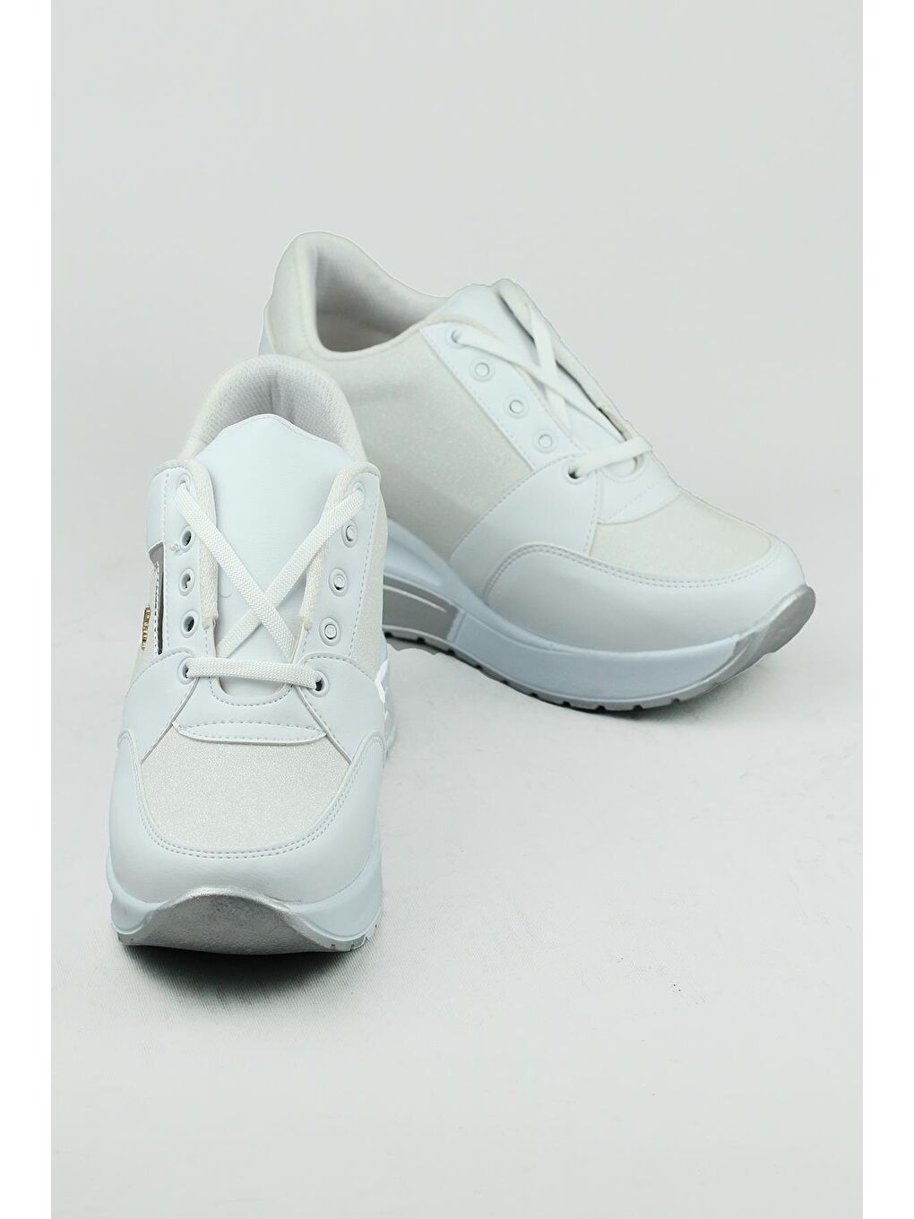 Beyaz 333075 Gizli Topuk Yüksek Taban Sneaker Kadın-2