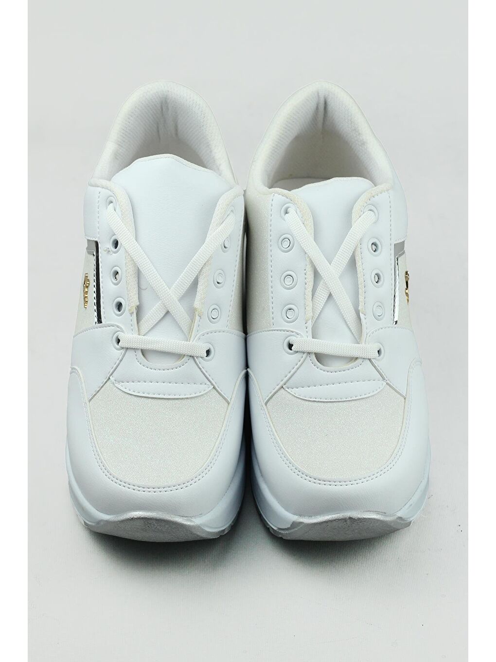 Beyaz 333075 Gizli Topuk Yüksek Taban Sneaker Kadın-4