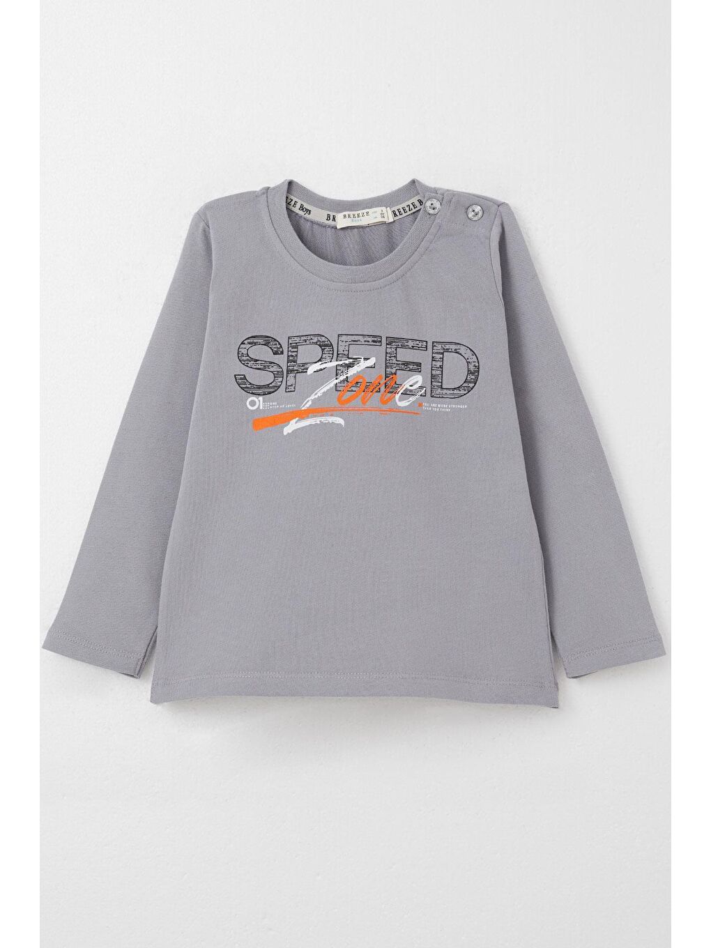 Erkek Çocuk Uzun Kollu Tişört Hız Temalı Sırt Kısmı Baskılı Gri (2-6 Yaş)-3