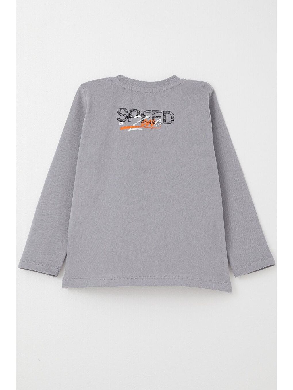 Erkek Çocuk Uzun Kollu Tişört Hız Temalı Sırt Kısmı Baskılı Gri (2-6 Yaş)-4