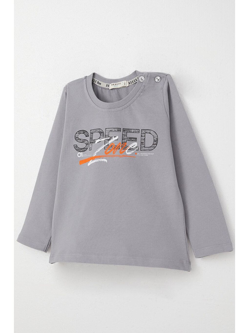 Erkek Çocuk Uzun Kollu Tişört Hız Temalı Sırt Kısmı Baskılı Gri (2-6 Yaş)-5
