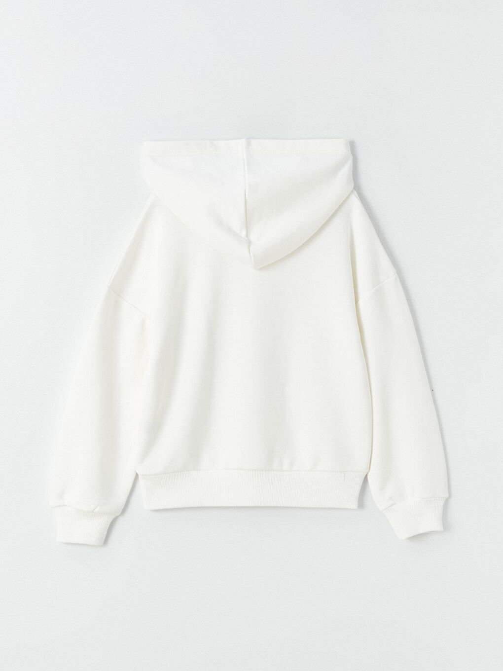 Ekru Kız Çocuk Dar Kalıp Çiçek İşlemeli Kapüşonlu SweatShirt-1