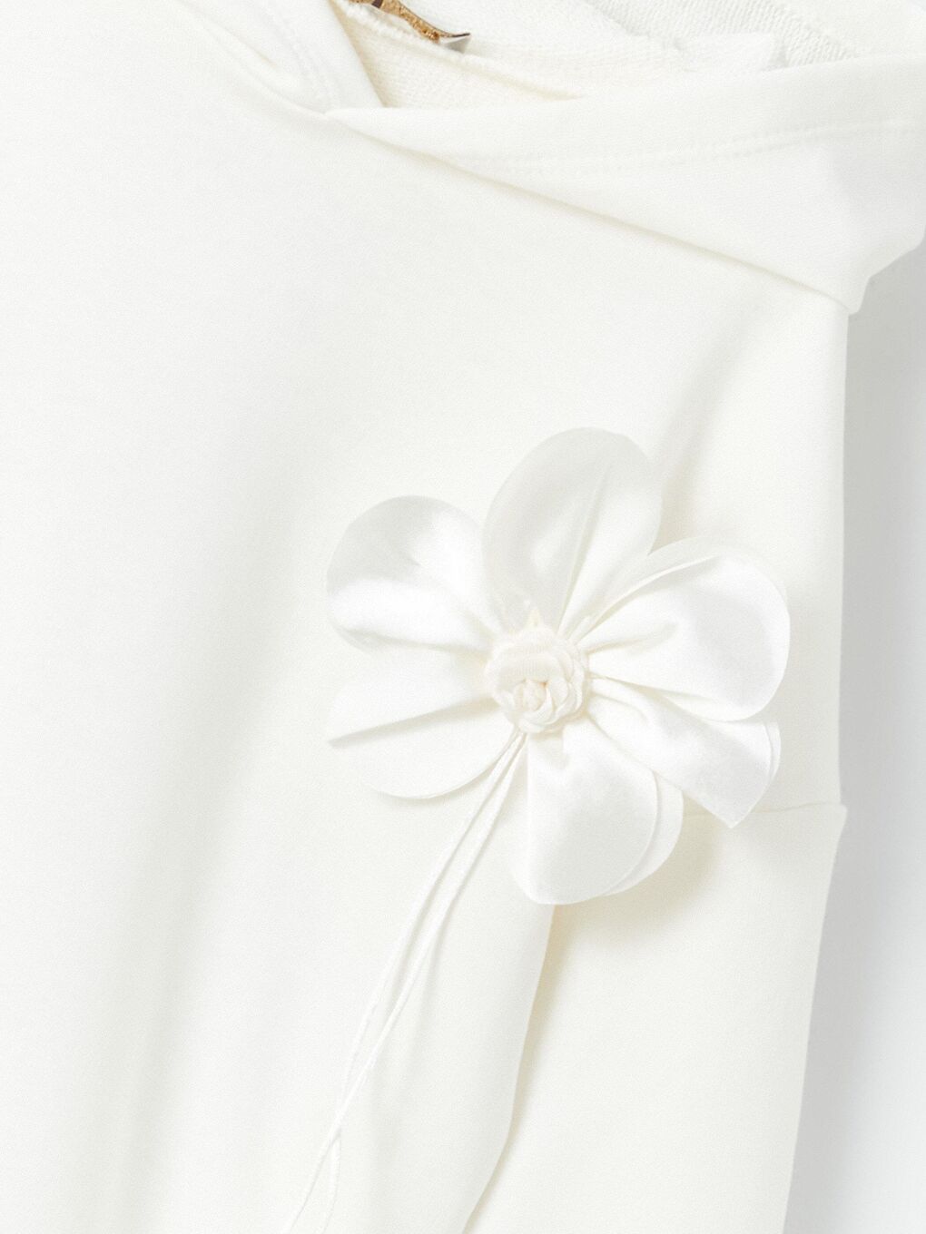 Ekru Kız Çocuk Dar Kalıp Çiçek İşlemeli Kapüşonlu SweatShirt-2