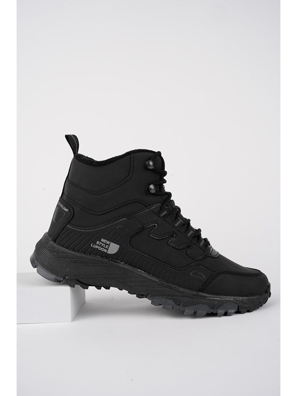 Siyah İZLAND Unisex Trekking Outdoor Bağcıklı Yandan Fermuarlı Kışlık Bot-5