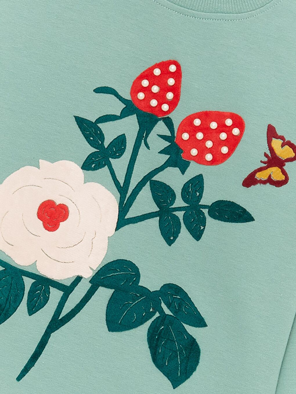 Yeşil Gül İşlemeli Sweatshirt-1